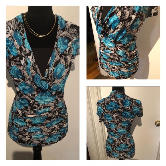 🍒 Cross-over Blouse w/ black ruching!!! - Picture 4 of 6